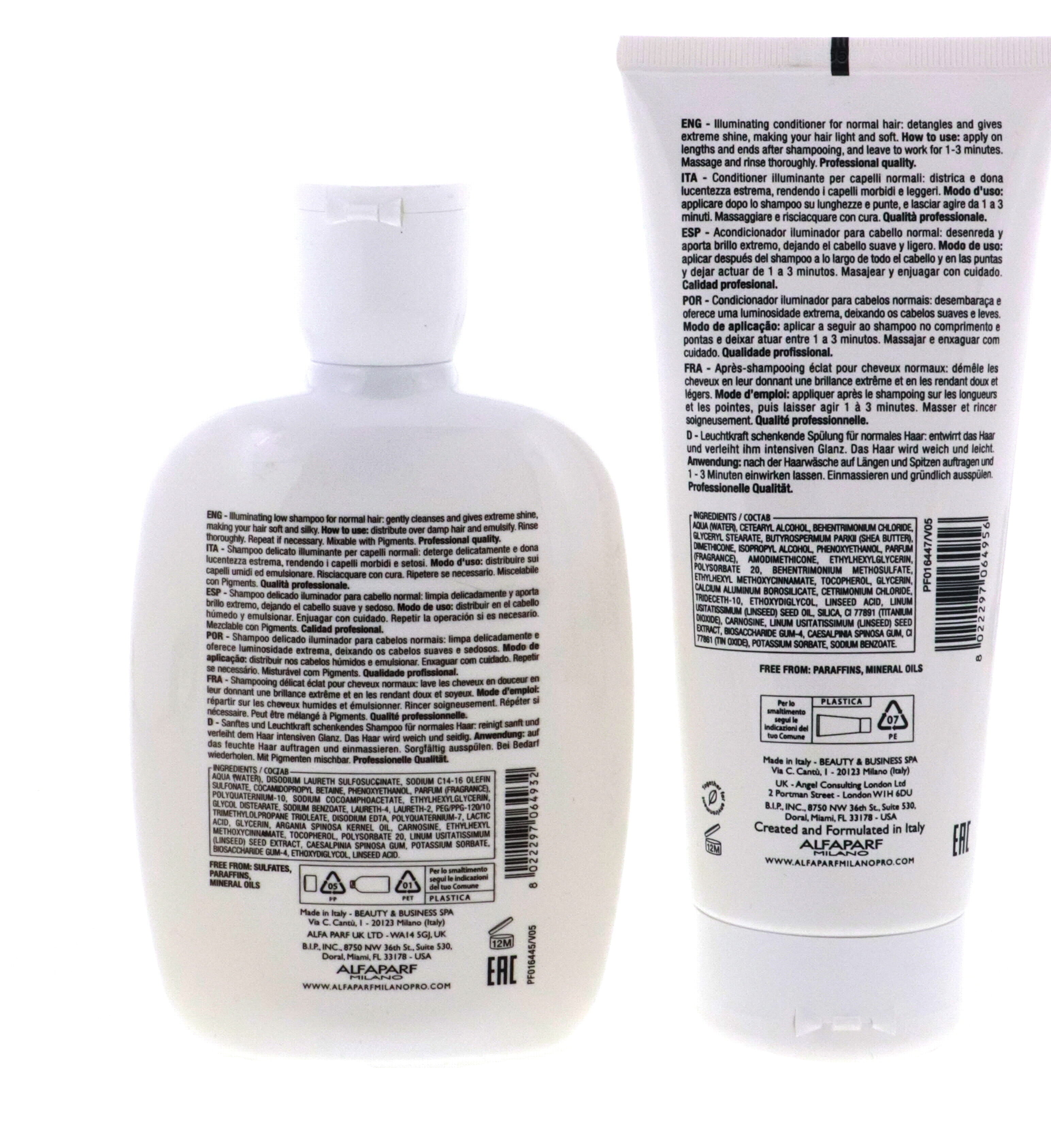 Alfaparf Milano Semi Di Lino Illuminating Low Shampoo and Conditioner Diamond...
