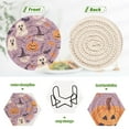 thumbnail image 4 of Yayeee 6 PCS Drink Coasters with Holder Set Woven Absorbent Round Tabletop Hot Pad, Purple Cute Halloween, 4 of 7