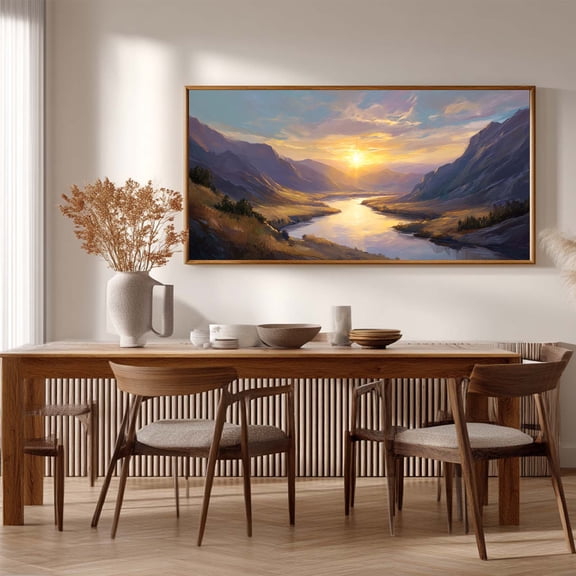 Abstract Landscape Valley Sunset Canvas Painting Wall Art for Living Room Bedroom Decoration, Poster Print, Frameless