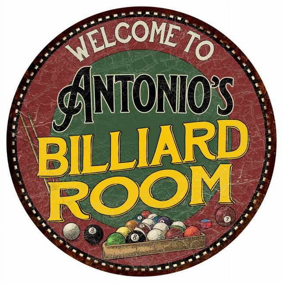 Antonio's Billiard Room 14" Round Metal Sign Kitchen Wall Decor 100140033372
