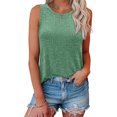 thumbnail image 5 of TKLPEHG Sleeveless Tank Tops for Women Crew Neck Basic Tank Top Sleeveless T Shirt Loose Lightweight Casual Comfy Summer Clothes Solid Color Fashion Blouses (Green,XXL), 5 of 8