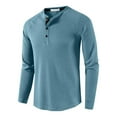 thumbnail image 2 of Dovford Mens Henley T-Shirts Long Sleeve Classic Fashionable Waffle Casual Basic Shirts with Button Closured Front Placket, 2 of 3