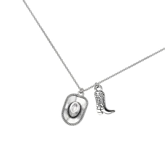 Vintage Western Cowboy Hat Boot Charm Pendant Necklace Adornment For Women Punk Jewelry Gifts Party Accessories