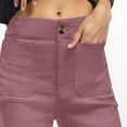 thumbnail image 6 of Women Cropped Pants with Pocket Plus Size Women Solid Color Pocket Slim Cropped Wide-Leg Pants Watermelon Red L, 6 of 10