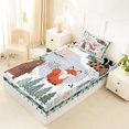 thumbnail image 4 of Castle Fairy Cute Camo Woodland Animal Twin Sheets 3pcs,Fox Bear Deer Puppy Pine Bedding,Sage Cream White,1 Fitted Sheet, 1 Flat Sheet and 1 Pillowcase, 4 of 6