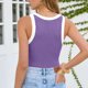 thumbnail image 4 of Mujeres Blusas de Verano sin Mangas Cuello en V Cuello Sólido Camiseta, Poliéster Suave Desgaste Diario Casual, Longitud Regular, 4 of 5
