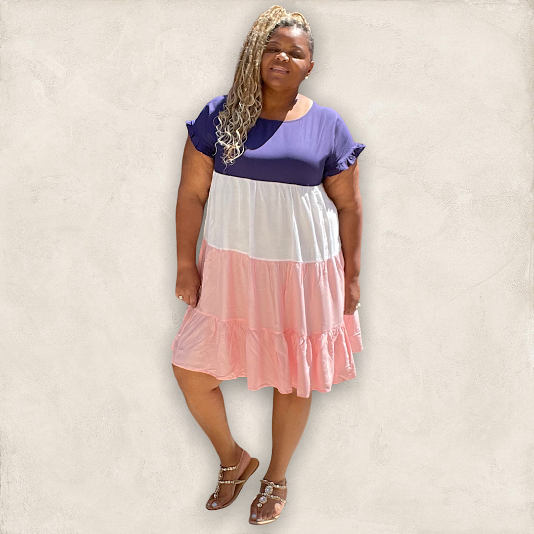 pink fit and flare dress plus size