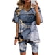 thumbnail image 3 of Blusas para las Mujeres Casual, Cuello en V de Manga Corta Impresa Superior Y Suelto Pantalones Cortos, Conjuntos de Moda de Verano, 3 of 4