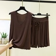 thumbnail image 1 of RKSTN Pyjama pour Femmes Ensemble Coton à Volants Grande Taille Col en V Sans Manches Camisole de Pyjama avec Shorts 2 Pcs Pyjama Léger pour Femmes, 1 of 5