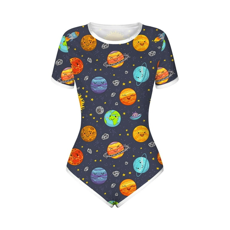 Aunavey Romper Onesie Pajamas Bodysuit Women Adult Snap Crotch Bodysuit Shorts Walmart