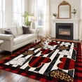 thumbnail image 2 of 5x8 Area Rugs for Living Room, Valentine's Day Non Slip Area Rugs for Kitchen Bedroom Entryway, Black Red Strip Love Hearts Plaid Washable Carpet Runner Rug Floor Mats for Bedroom Home Decor, 2 of 8