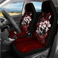 thumbnail image 2 of Uorisanigo Skull Floral 14 Pieces Car Accessories Set with Auto Seat Covers and Car Headrest Cover and Steering Wheel Cover Armrest Cover Cars Seat Belt Pads Comfortable Suitable for Cars SUVs, 2 of 6