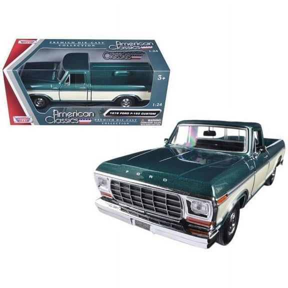 1979 Ford F150 Pickup Truck Green Metallic and Cream 124 Diecast Model Car by Motormax 79346ACGRNCRM