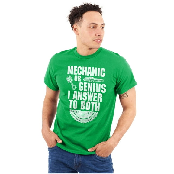 Mechanic Or Genius Sarcastic Humor Plus Size Crewneck Graphic Tee Shirt Brisco Brands 2X