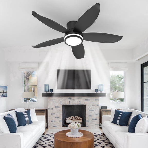 Raykho 42 Inch Modern LED Dimmable Ceiling Fans With Light For Living Room Bedroom