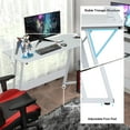 thumbnail image 6 of CL.HPAHKL L Shaped Gaming Desk, Corner Computer Desk with Large Desktop PC Gaming Desk Table with Large Monitor Riser Stand 50 Inch Computer Table Desk for Home Office Gaming Writing Study, White, 6 of 16