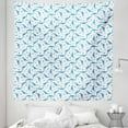 thumbnail image 1 of Dino Tapestry, Monotone Funny Dinosaurs with Palms and Volcano on a Plain Background, Fabric Wall Hanging Decor for Bedroom Living Room Dorm, 5 Sizes, Blue Pale Blue and White, by Ambesonne, 1 of 1