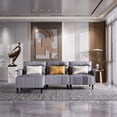 thumbnail image 4 of Holaki 101.97" Wide Suede Reversible Modular Sectional Sofa & Chaise with Ottoman and 3 Pillows, Gray, 4 of 8