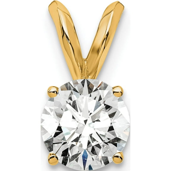 14K Yellow Gold Lab Grown Diamond 1/2Ct. Round Si , H , Solitaire Pendant Made In United States pm4396-050-lg