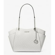 Michael Kors Women's Jet Set Large Logo Shoulder Bag White/Silver 35F4STVE3V-sil