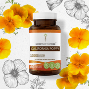 Secrets of the Tribe California Poppy 60 Capsules, Organic California Poppy Eschscholzia May Relieve Muscle Cramps and Headaches 400 mg