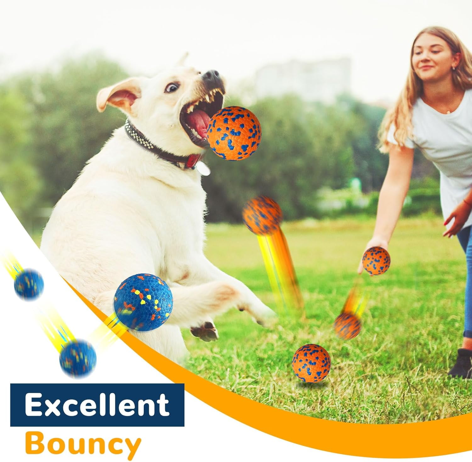 General 4 Pack Dog Balls Indestructible Dog Toys for Aggressive Chewers Durable Tough Tennis Balls Toys for Medium Large Dogs Outdoor Outside Fetching Toys for Big Dogs Chew Ball