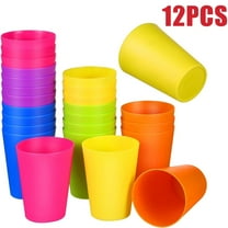 Yayun 12 Pack 7oz Kids Reusable Drinking Cups, Colorful Plastic Cups, Small Stackable Toddler Plastic Cups Unbreakable Easy Storage for Baby Adults Christmas Fiesta Restaurant