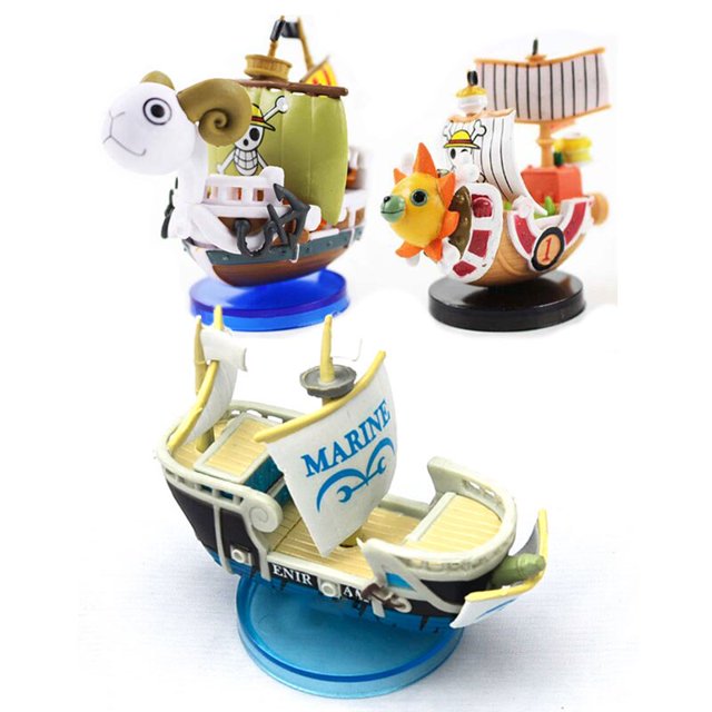 One Piece Going Merry Pirate Ship Figures Navy Boat Model Thousand Sunny Mold Mini Boat Collection Anime Toy Boy Gift zhangyuxiang LED