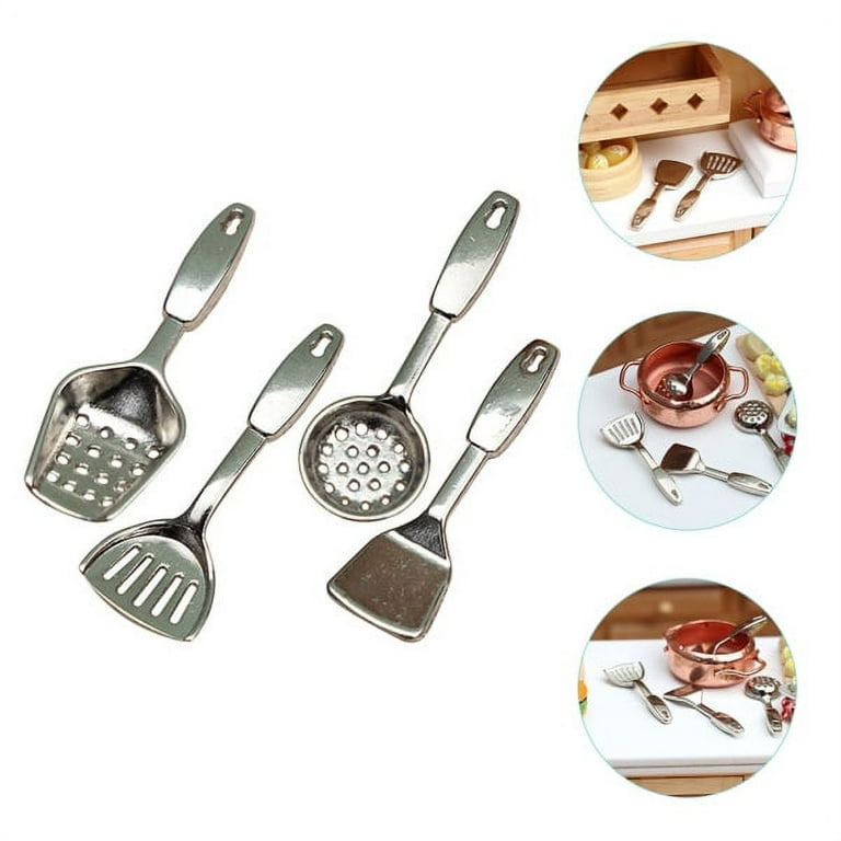 4pcs Mini Cookware Model Miniature Kitchen Utensils Mini House Kitchen  Accessories
