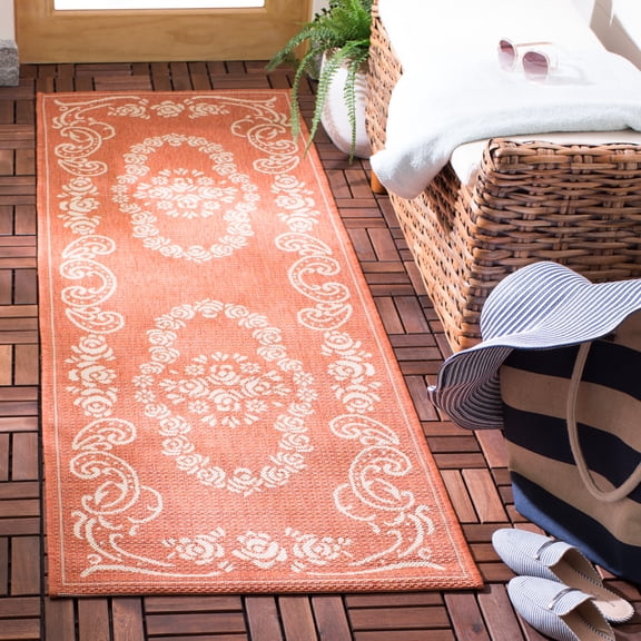 Safavieh Courtyard Elena Oriental Indoor/Outdoor Runner Rug, Terracotta/Natural, 2'3" x 6'7"