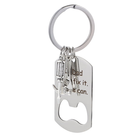 HEATSHAKING Dad Key Chain Backpack Accessory Silver Classic Appearance 1Pcs 3.14x1.18x0.20in