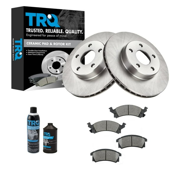 TRQ Front Ceramic Brake Pad & Rotor Kit w/Chemicals for Buick Chevy Olds Pontiac BKA15656