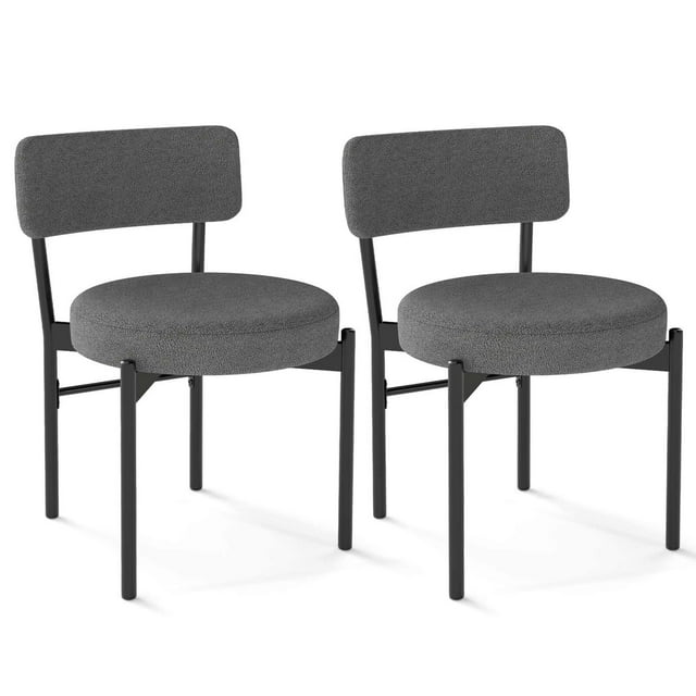 Costway Dining Chair Set of 2 with Curved Backrest Padded Seat & Metal Legs for Dining Room Gray