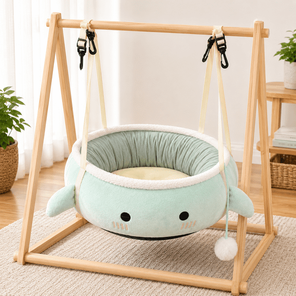 Cat Hammock Cute Cozy Dual-use Pet Nest, Hanging or Flat Placement Dinosaur Style Sleeping Cushion Fit for Small Kittens Puppies Pet Sofa Bed