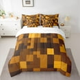 thumbnail image 2 of jejeloiu Cartoon Gamepad Gamer 7 Pieces Bedding Comforter Set,Pixel Miner Game Full Bedding Set,Orange Brown Plaid Grid Fitted Sheet Flat Sheet For Teens,Breathable Home Decor Reversible, 2 of 8