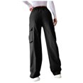thumbnail image 7 of Up to 65 off!Lolmot Black Cargo Pants Women High Waist Baggy Straight Wide Leg Parachute Pants Loose Fit Trousers Streetwear Casual Y2K Pants with Pockets, 7 of 7