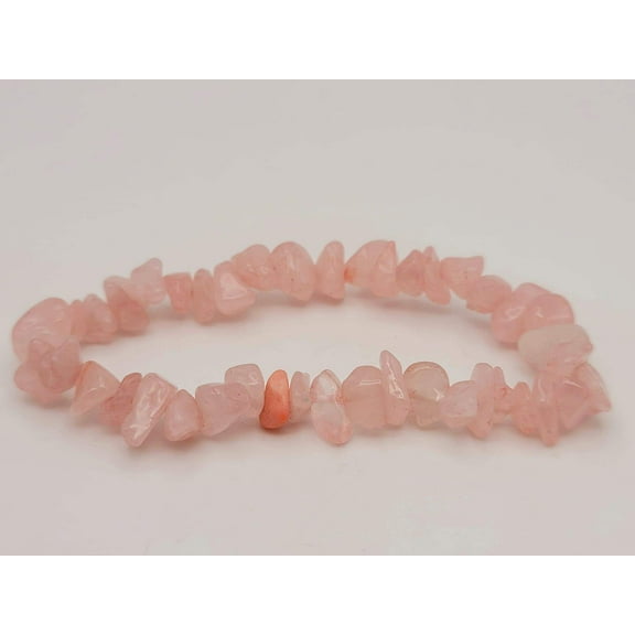 Rose Quartz Chip Bracelet Handmade Genuine Crystal Stretch Bracelet