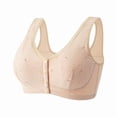thumbnail image 4 of Sakmal Plus Size Bralettes for Women Comfortable Front Closure Lace Stretch Beige Ladies Bras L, 4 of 4
