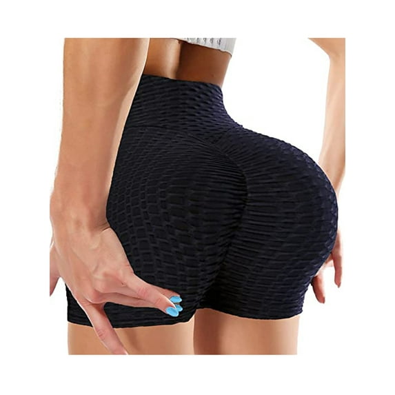 Women's High Waisted Yoga Shorts Ruched Butt Lifting Textured Shorts Tummy Control Tie Dye Beach Hot Pants