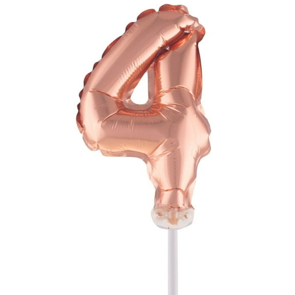 Balloon-Foil-Cake Topper-Number 4-5"-Rose Gold