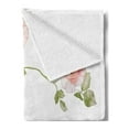 thumbnail image 2 of Floral Soft Flannel Fleece Blanket, Romantic Rose Flower Petals Shabby Form Love Blooms Botanical Design, Cozy Plush for Indoor and Outdoor Use, 50" x 60", Reseda Green Peach Coral, by Ambesonne, 2 of 5