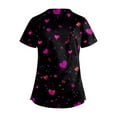 thumbnail image 3 of Valentines Day Scrub Tops for Women Casual Short Sleeve Cute Love Hearts Graphic Scrubs Hoilday Criss Cross V Neck Scrub Shirts Nursing Workwear Medical Nurse Uniform with Pockets Black 5XL, 3 of 4
