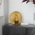 thumbnail image 3 of 12" x 12" Gold Polystone Handmade Peacock Sculpture, by DecMode, 3 of 8