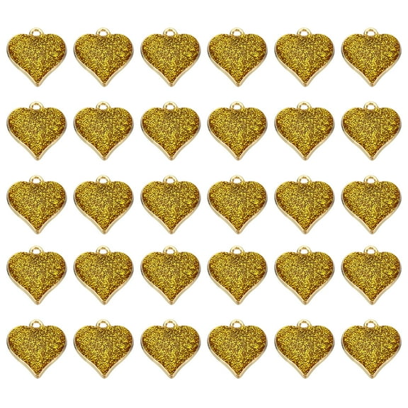 Uxcell Enamel Pendants, 30 Pack Heart Shape Mini Pendant for Jewelry Making DIY, Yellow