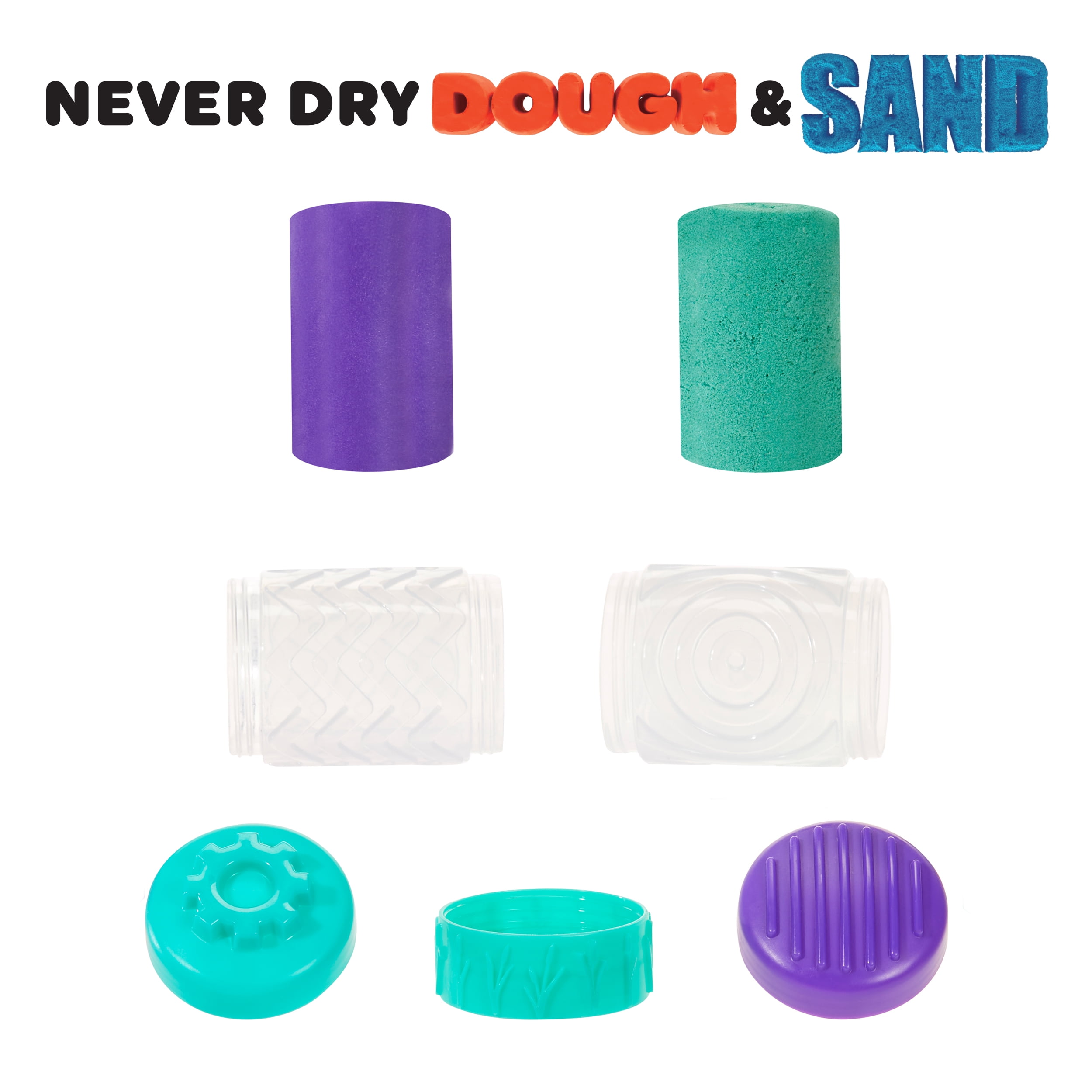 Wonder Factory Never Dry Dough & Sand Starter Set - Purple Dough + Teal Sand, Never Dries Out & Gluten Free