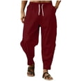 thumbnail image 3 of Yaoyar Breathable Summer Pants for Men, Solid Color Drawstring Trousers with Lightweight Feel, Casual Warm Weather Bottoms, 3 of 3