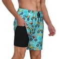 thumbnail image 2 of Kdxio Cartoon Monster Truck Print Men'S Swim Trunks With Compression Liner 7 Inch Inseam Quick Dry Swim Shorts, 2 of 7