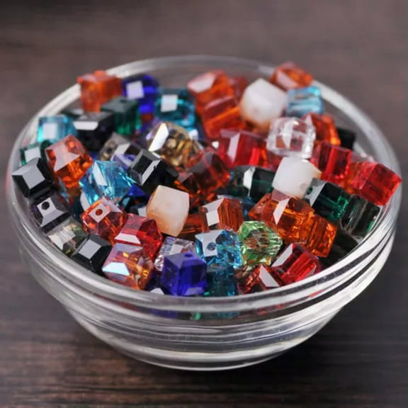 U8MO 30pcs 8mm Cube Faceted Cut Crystal Glass Loose Beads Lot for Jewelry Making-Random Mixed