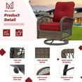 thumbnail image 2 of MELLCOM 3 Pieces Patio Furniture Set, Outdoor Swivel Rocker Patio Chairs, Wicker Patio Bistro Set with Rocking Chair, Thickened Cushions and Glass Coffee Table for Backyard, Garden, Wine Red, 2 of 9