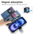 thumbnail image 3 of 2 In 1 Case for iPhone 15, Rugged Shockproof Heavy Duty Detachable Magnetic Clasp Kickstand Ring Holder RFID Blocking Zipper Pocket Full Body Protection Wallet Case Cover - Blue, 3 of 11